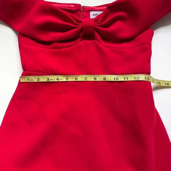 Self Portrait Crepe Bow Midi Dress Red Size UK 8 US 4 NEW NWT - Picture 11 of 14